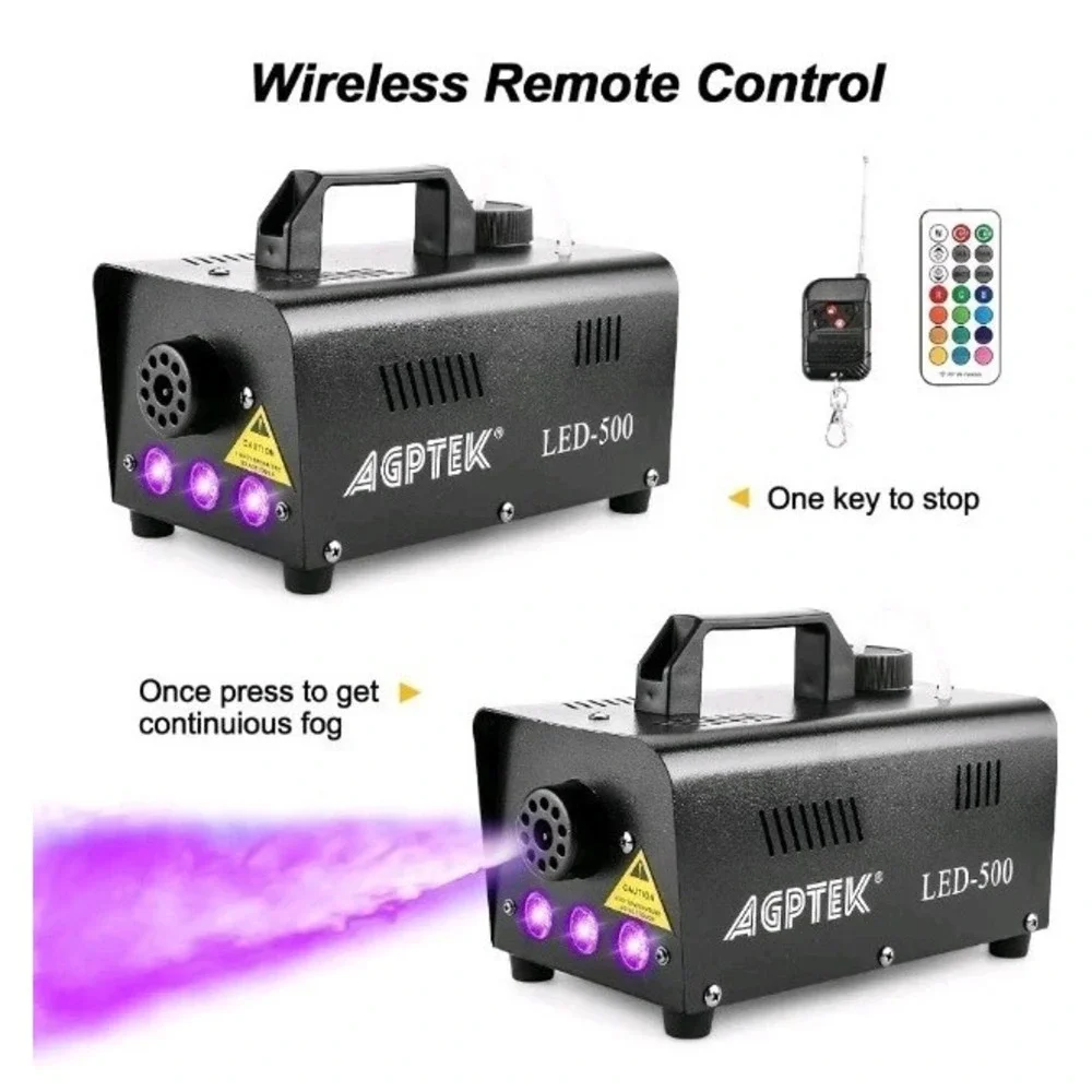 Smoke Machine, AGPTEK Fog Machine with 13 Colorful LED Lights Effect, 500W